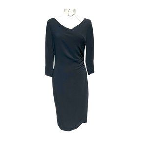 Ralph Lauren Black Label Black Long Sleeve Side Ruched Midi Dress 8